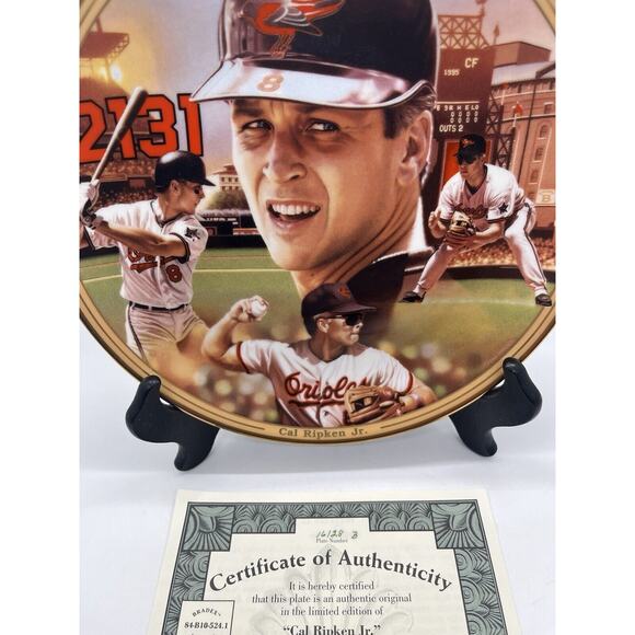 Cal Ripken Jr 1995 Record Breaker Bradford Exchange Gold Foil Plate w/ COA - Picture 2 of 10